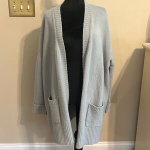 Elegant Light Gray Open-Front Cardigan